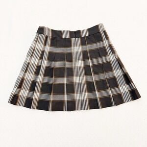 Sunday Best Micro Plaid Pleated Skirt Black and Brown Size 6